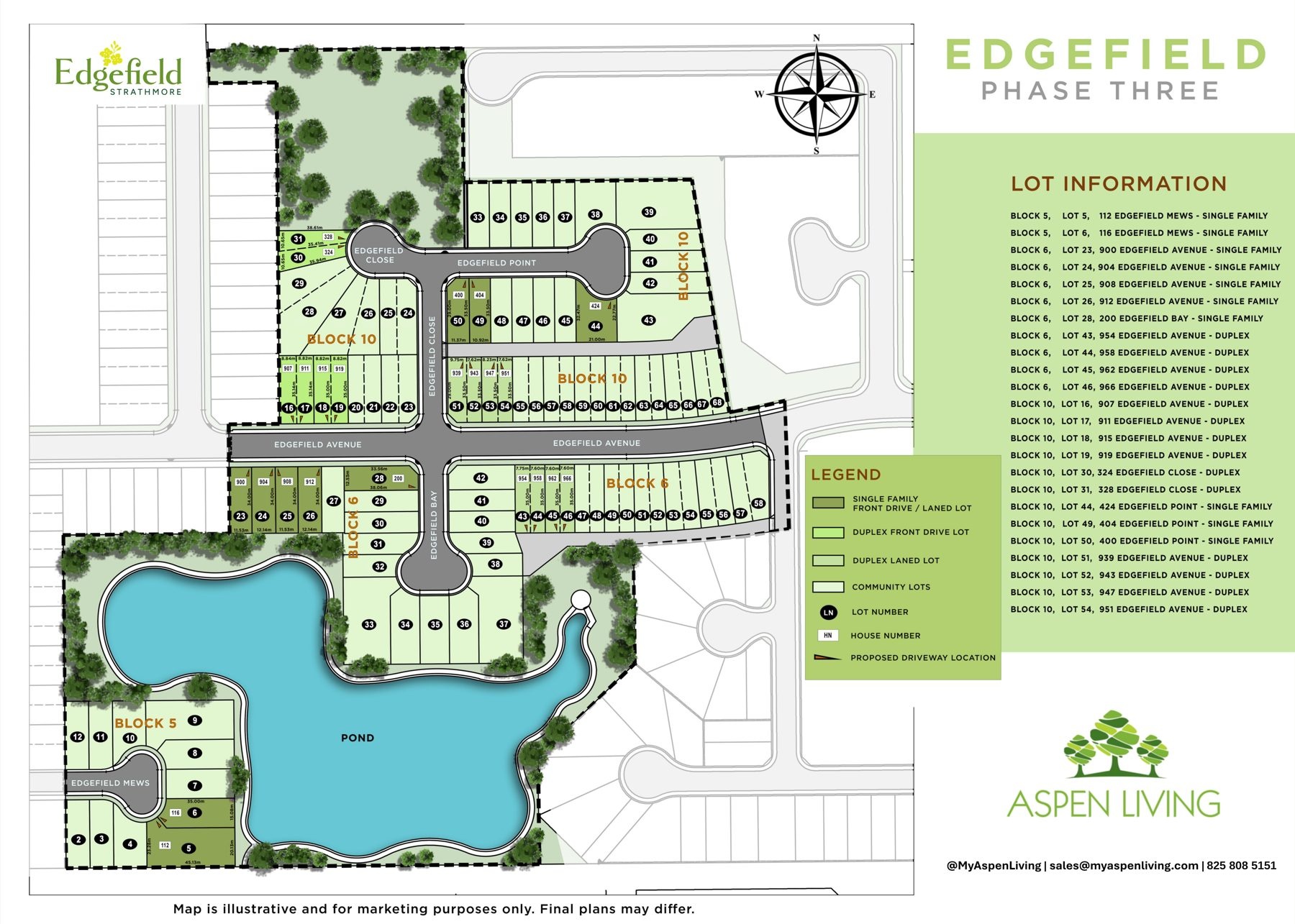 Edgefield Phase 3 lot map with current availability