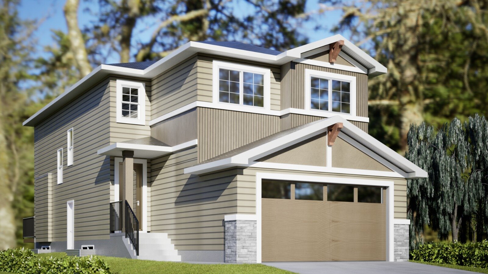 Single family home with double attached garage