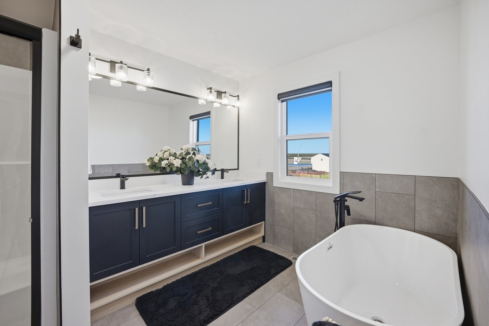 Ensuite with freestanding tub in the Aspen Living showhome